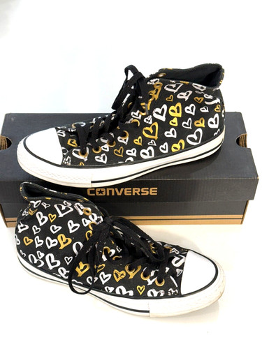 Converse 560902F CTAS Ciao Nero Bianco Oro Cuori Donna Taglia 9