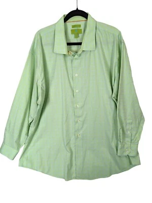 Egara Men Size 19 34-35 Non Iron Slim Fit Green Button Up Shirt Egyptian Cotton - Image 1 of 4