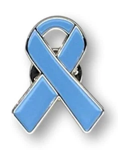 Light Blue Awareness Enamel Ribbon Pin With Metal Clasp - Made to Last - Picture 1 of 30