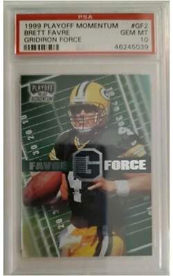 Playoff Momentum Brett Favre 1999 Gridiron Force #GF2 clasificación PSA 10 cartas POP 10 Foto 1 de 2