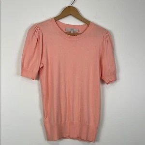 LOFT Women's Small Peachy Puff Sleeve Summery Sweater Top Easter Spring - Picture 1 of 6