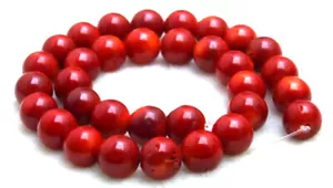 12-13mm Round Natural Red Coral Loose Beads for Jewelry Making DIY Strand 15" - Picture 1 of 24