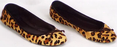 LAUREN RALPH LAUREN size 10B ABIRA brown/tan/fawn ballet flats hairy leather - Image 1 of 4