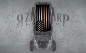 4 SEAT UNIVERSAL ROOF FITS POLARIS RZR CAN-AM ORANGE LINE WRAP STICKER DECAL - Foto 1 di 2