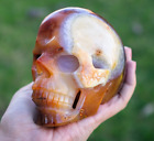 Carnelian Crystal Skull - Large Hand Carved 4.5" Reiki, Chakra Healing Crystal