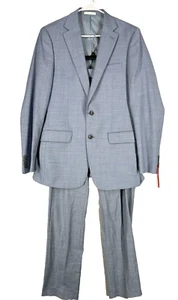 CALVIN KLEIN Suit Size 40L 32x34 Light Blue Slim Fit Wool Blend Stretch NWOT - Picture 1 of 10