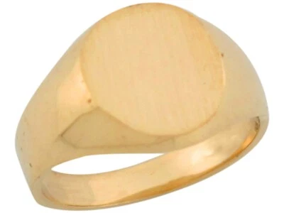 10k or 14k Yellow Gold Round Fancy Contemporary Signet Baby Ring - Image 1 of 4