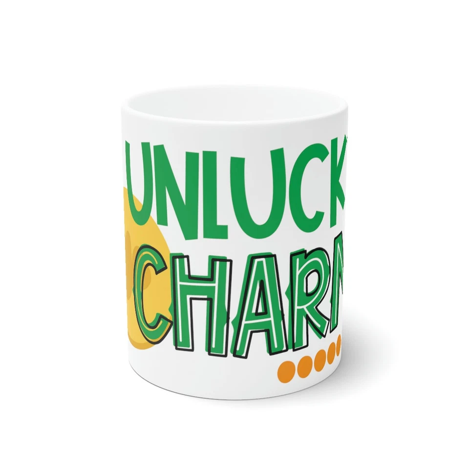 Taza de cerámica blanca Unlucky Charm, 11 oz y 15 oz Foto 1 de 1