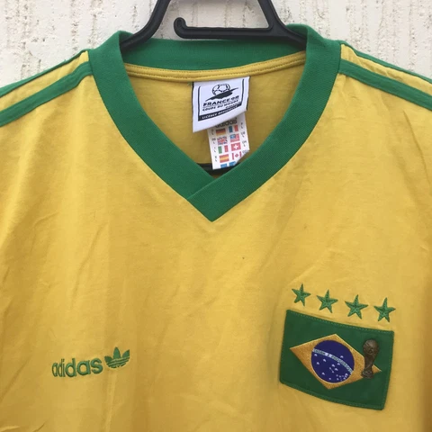 VINTAGE shirt football BRAZIL WORLD CUP 1998 ADIDAS T SHIRT CAMISETA Soccer SZ L Cover