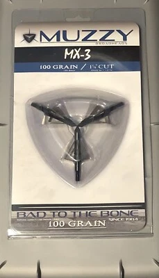Muzzy 100 Grain Screw In Broadheads 3 PK 225-MX3-3 - Image 1 of 2