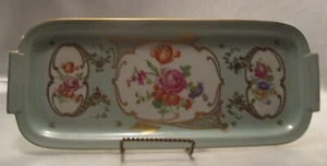 Limoges H.P.  Sellerie oder Sandwich Tablett 6-1/2" x 15-1/4" Fabrik dekoriert vergoldet - Bild 1 von 10