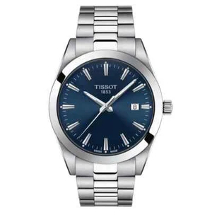 TISSOT T-CLASSIC GENTLEMAN T127.410.11.041.00 SILVER/BLUE MENS WATCH WARRANTY - Imagen 1 de 4