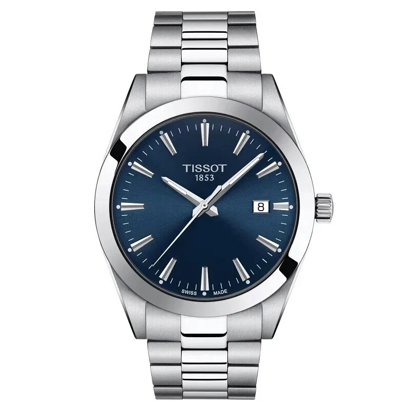 MONTRE HOMME TISSOT T-CLASSIC GENTLEMAN T127.410.11.041.00 ARGENT/BLEU GARANTIE - Photo 1/4
