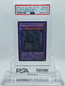 YUGIOH GLAS-EN036 ELEMENTAL HERO CHAOS NEOS GHOST RARE PSA 8 NM #68523745 - Picture 1 of 7