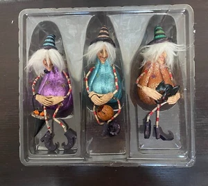Halloween 3 Witch Decoration Ornaments Pumpkin Gourd Body Shelf Sitter - Picture 1 of 4