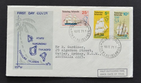 Tokelau Islands First Day Cover 1971 Discovery of the Islands Issue - Addressed Cover