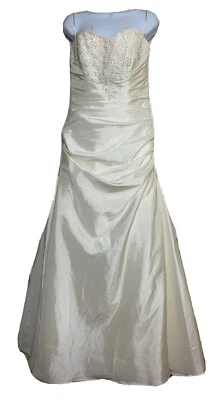 Vestido de novia Maggie Soterro corsé 12 marfil sin tirantes vestido de fiesta con cuentas Regencia Foto 1 de 4