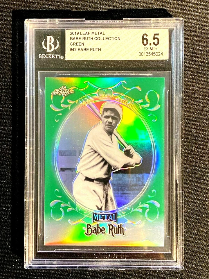 2019 LEAF METAL BABE RUTH GREEN SSP 2/10 #42 BGS 6.5 MINT N.Y. YANKEES G2013 - Image 1 of 2