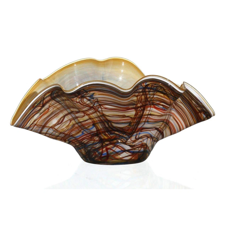 Elegant Decorative Classical Glass Marble Bowl - 16.5" x 11" Glass Bowl, Coco Foto 1 de 1