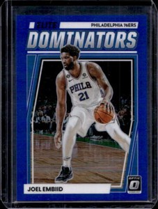 2022-23 Donruss Optic Joel Embiid Blue Prizm Elite Dominators #10/49 76ers