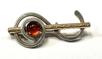 Broche ámbar miel báltica plata esterlina 7,2 gramos lote 26 Foto 1 de 3