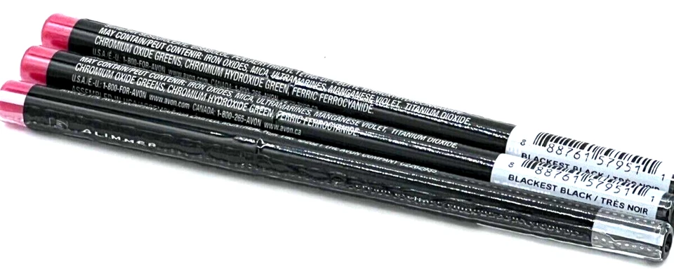 Avon FMG Glimmer Glimmersticks Retractable eyeliner pencil Blackest Black 3 Pack - Image 1 of 1
