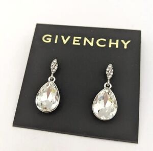 Designer Givenchy Dangle Earrings Pave Crystal Teardrop NEW $45