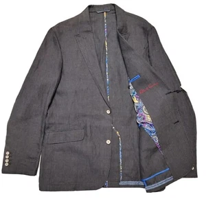 ROBERT GRAHAM KIKUYU Size 38 R Gray Houndstooth 100% Linen Men's Sport Coat NWT - Picture 1 of 9