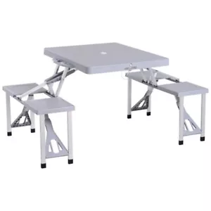 Portable Foldable Camping Picnic Table with Seats Chairs and Umbrella Hole - Picture 1 of 3