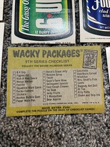 1974 Topps Wacky Packages 9th Series Incomplete Sticker Set + Puzzle
