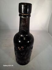 Whitbread London Black Glass Pictorial Victorian Half Pint Beer Bottle c1890's 