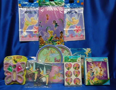Tinkerbell Party Set # 13 Napkins Invites Tattoos 2 Plates Loot Bags Tablecover - Image 1 of 4