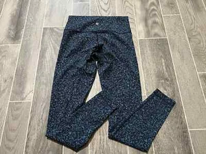 Lululemon Wunder legging Under Mid Rise Tight Black Blue Print 8 - Picture 1 of 4