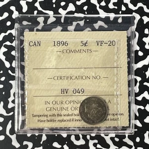 1896 Canada 5 Cents ICCS VF20 Lot#OV1475 Silver! - Picture 1 of 4