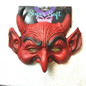 HMS Unisex Adults Red Lucifer Halloween Super Soft Hell Devil Face Mask One Size - Picture 1 of 2