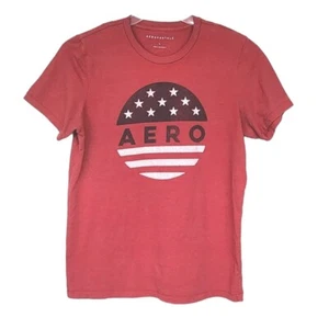 Aeropostale Mens T Shirt Size L Large Red Aero Graphic Tee American Flag - Picture 1 of 5