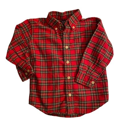 Class Club Niño 3T Navidad Rojo Cuadros Botón Camisa Vacaciones Manga Larga Bolsillo Foto 1 de 4