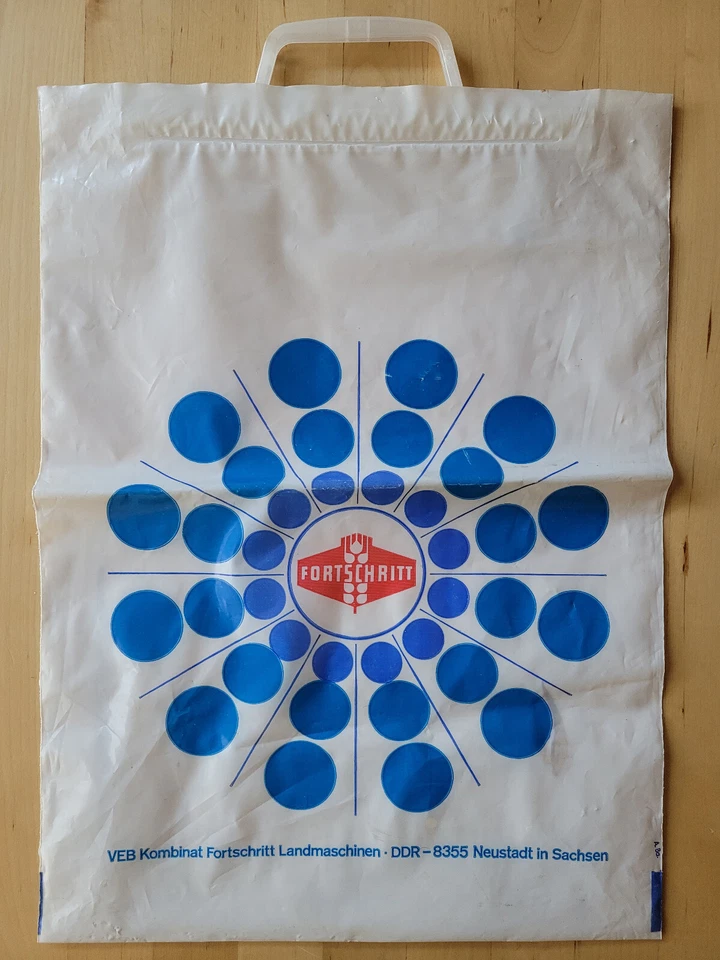 DDR - Tragetasche Beutel Tüte VEB Kombinat Fortschritt Landmaschinen aus Plaste - Bild 1 von 1