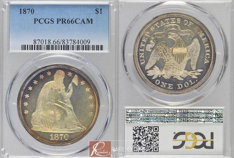 1870 $1 PCGS PR 66 CAM Cover