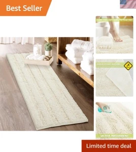 Extra Soft Quick Dry Chenille Bath Mat - Cream, 60" x 24" for Ultimate Comfort - Picture 1 of 9