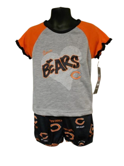 NEW Chicago Bears GIRLS TODDLERS 3T NFL Team Apparel 2 Piece Pajama Set - Image 1 of 4