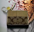 Coach Signature Shimmery Stripe Gold And Beige Skinny Coin Purse - “Ksenia”