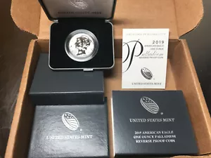 Moneda de paladio W American Eagle 2019 de una onza a prueba inversa West Point 19EK - Imagen 1 de 12