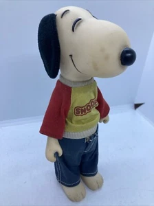 1958/1966 Peanuts Knickerbocker Snoopy Jeans Red & Yellow Sweater Vintage - Picture 1 of 5