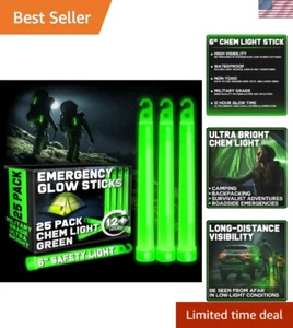 Grüne Leuchtstäbe in Militärqualität - 25er-Packung - 12 Stunden Großpackung taktische Leuchtstäbe - Bild 1 von 8