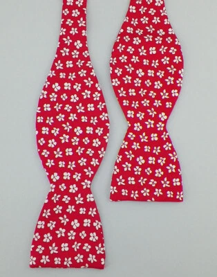 Pajarita de seda VINEYARD VINES roja blanca WOODBLOCK FLORAL para hombre nueva con etiquetas Foto 1 de 2