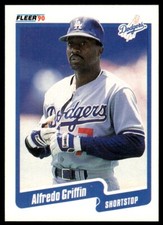 1990 Fleer Baseball Card Alfredo Griffin Los Angeles Dodgers #395