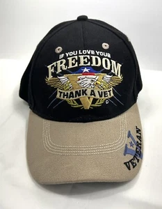 Gorra de bola Thank A Vet negra ajustable impresionante bordada día de la independencia - Imagen 1 de 3