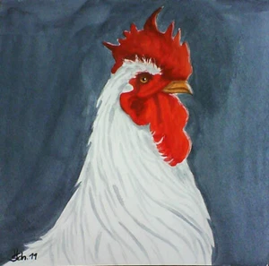 H.Schmidt Hahn*Stolzer Hahn*huhn chicken rooster deko bauernhof Foto 20x20 cm - Bild 1 von 1