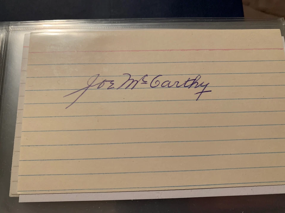 Joe McCarthy autographed Index Card. 7 Time World Series Champion. Yankees￼￼ Mgr - Image 1 of 1